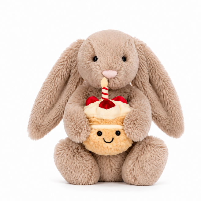 Jellycat 經典燕麥色害羞兔捧 生日蛋糕 邦尼兔, 圖片, 1個
