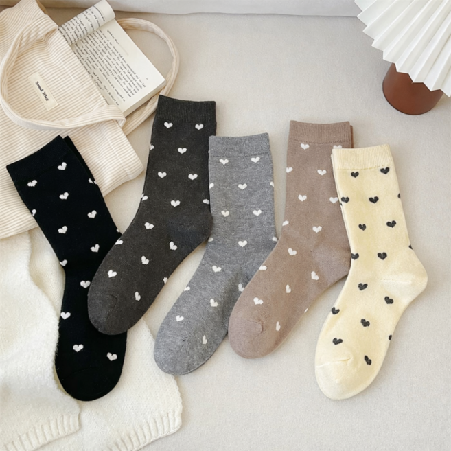 럽니드삭스 5종세트 여성용 하트땡땡이 양말