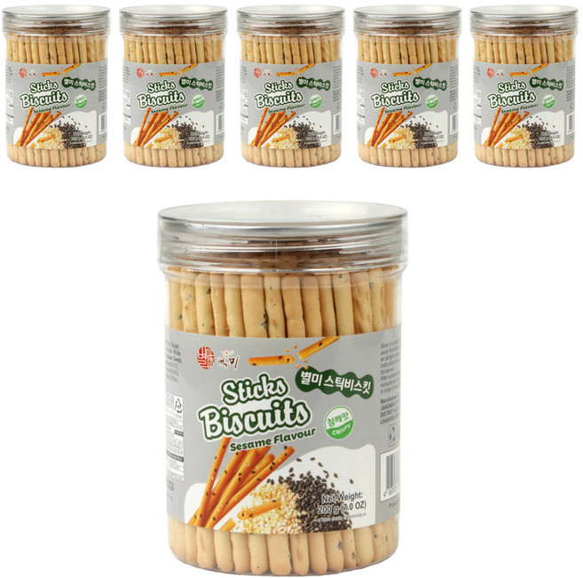 별미 참깨스틱 200g 스틱비스킷 참깨맛 막대과자 사무실간식 미니스틱포장, 6개
