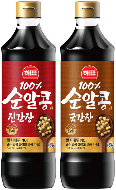 해표 순알콩 진간장 840ml+순알콩 국간장 840ml, 840ml