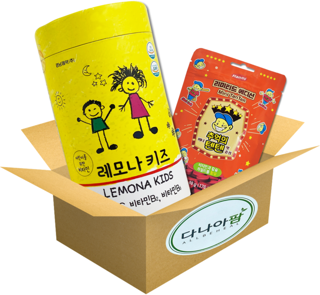 다나아팜 경남제약 어린이를 위한 레모나키즈 100정 + 한미 추억의텐텐 1봉지 패키지 선물 세트, 1세트
