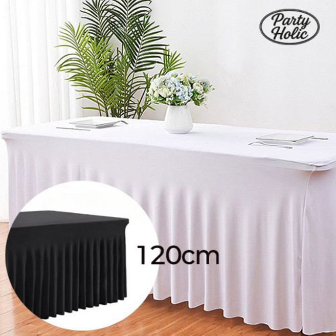 파티홀릭 생일 돌잔치 백일상 칠순잔치 파티용 기업박람회 무지 행사 테이블보, 가로120cm, 화이트, 1개