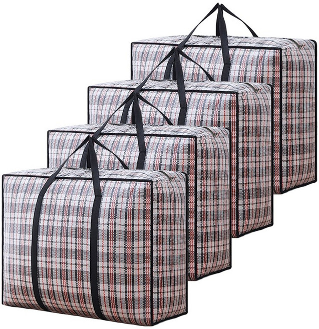 WHH 접이식 포장 이사봉투 방수 대용량 이사박스, 4개, 블랙