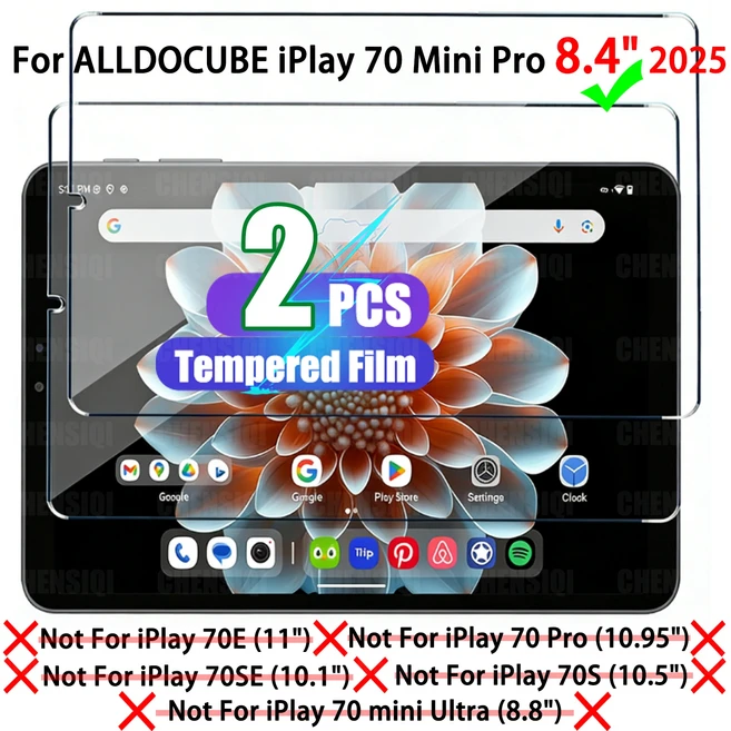 호환8.4인치 ALLDOCUBE iPlay 70 Mini Pro 2025 HD용 보호 유리 강화 필름 투명 9H 경도 충격 방지 화면, 02 2PCS Tempered Glass