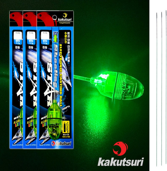 카쿠쯔리 전자캐스팅볼 슈팅스타 3개 줄빼기3개 갈치던질찌, 그린, F(물에 뜨는 타입)