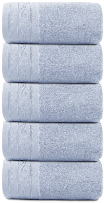 록신 명품 호텔수건 코마사 부드러운 고퀄리티 수건 540GSM 40수 5종세트, 5개, 라이트 블루