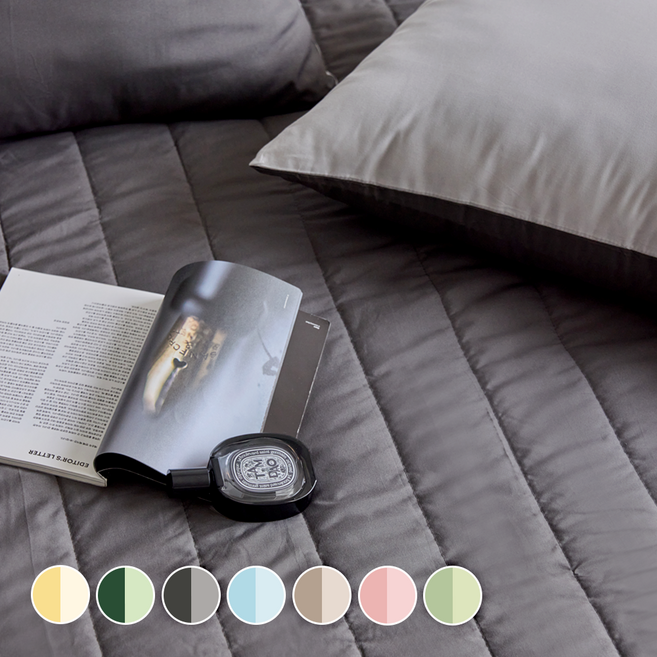 디오프 누빔 침대패드 고정밴드형, 웜차콜웜그레이