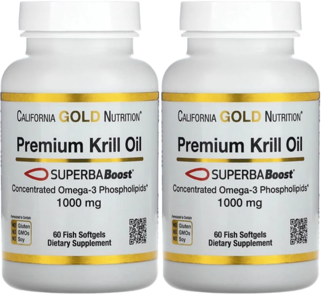 캘리포니아 골드 뉴트리션 CGN 프리미엄 크릴 오일 1000mg 60정 2통 - 쿠팡