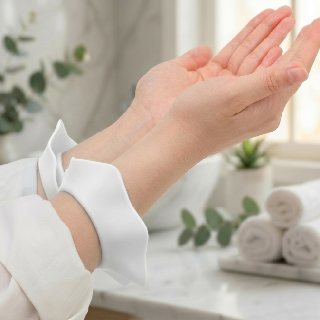 SABUDU 실리콘 세안 손목밴드, 화이트L, 1개