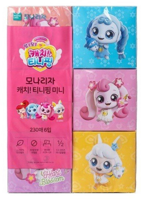 모나리자 티니핑 미니 미용티슈 230매6개 프리미엄 화장지, 모나리자 티니핑 미니 미용티슈 230매6개 프리미엄 화, 230