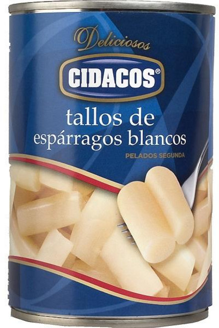 스페인 시다코스 CIDACOS bare white asparagus stalks 껍질을 벗긴 화이트 아스파라거스 줄기 캔, 8개, 390g