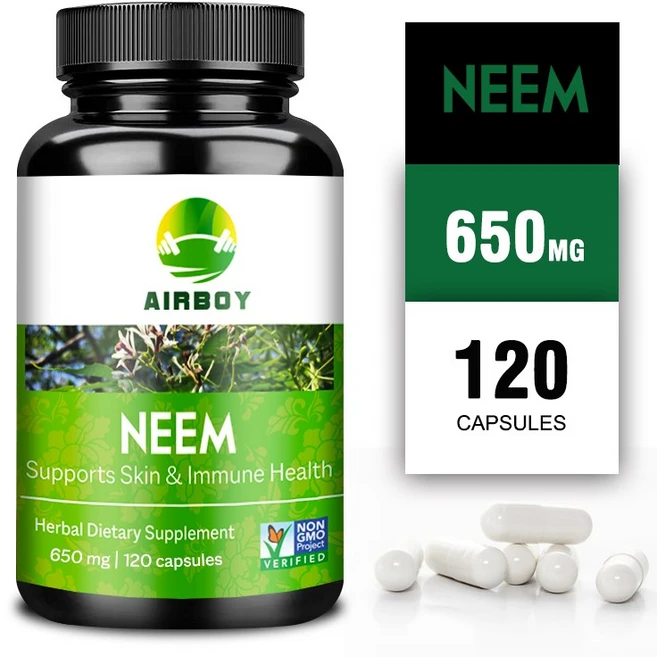 니임(Azadirachta indica) 650mg - 피부 및 간 건강 면역 건강 해독 및 정화에 효과적, 2개, 120정 - 쿠팡