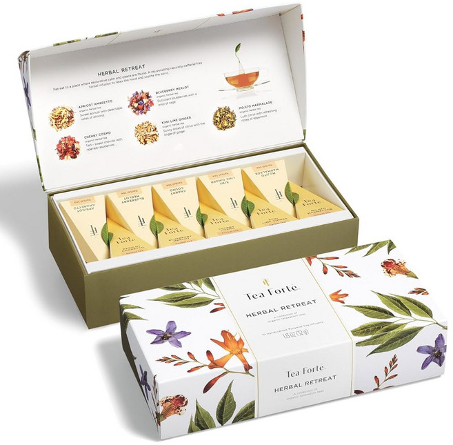 티 포르테 모듬 홍차 쁘띠 상자 차 세트 러 10 카운트 각 품종별로 개별 수제 피라미드 인퓨저 백 2개, Herbal Retreat
