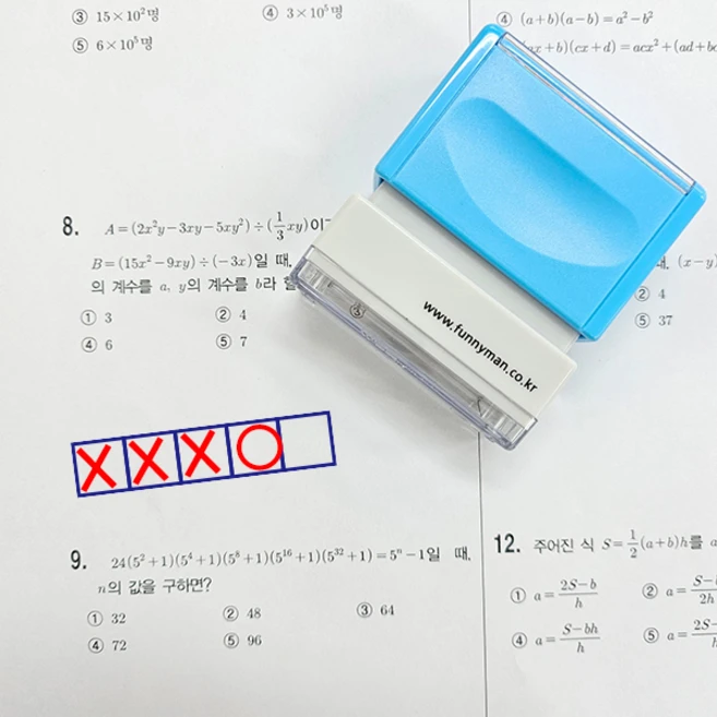 티처스 5칸 도장 네모칸 스탬프 빈 칸 오답 체크 수학, (7mm) 5칸 소형-블루케이스-잉크파랑, 1개 - 쿠팡