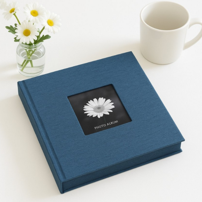 씨피다이 대용량 포켓식 패브릭 포토 메모 사진 앨범, 200매, 네이비