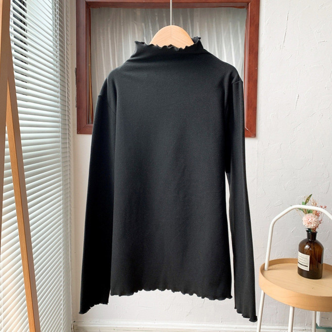 티류으스 여성 2025 가을겨울 레이스카라 반목폴라 긴팔 내의 보온 데일리 탑 Q737217