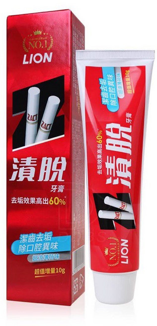 LION 獅王 漬脫牙膏 煙垢剋星 有效去除煙垢 清新口氣 亮白牙齒, 1個, 150g