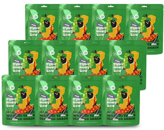 한닙두잇 한닙와삭 코끝찡 와사비맛 김스낵/김과자, 12개, 15g