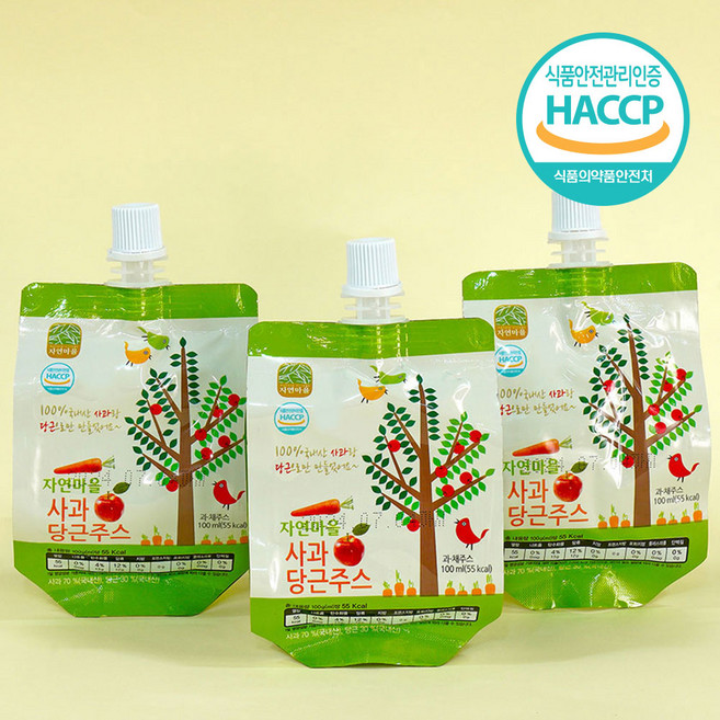 [자연마을] 우리아이 안심 유아주스! 물 한방울 없는 100% 착즙 30입 (사과/감귤/당근/포도, 100ml, 30개