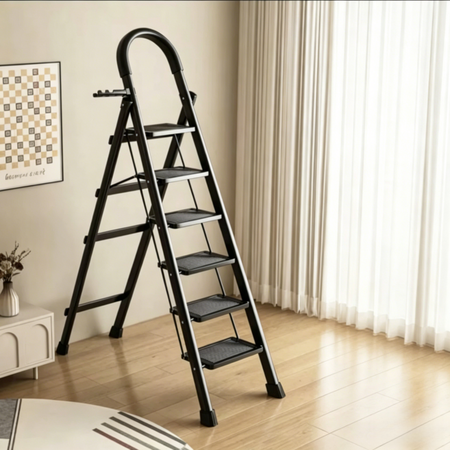 三階扶手梯，家用折疊人字梯，安全防滑，附工具架，方便取物收納, 1個