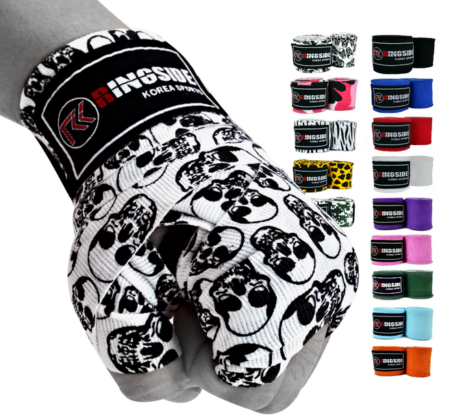 링사이드코리아 마이스터 복싱핸드랩 반신축 멕시코 스타일 권투 스트랩 주니어 이너 붕대 1쌍, 스컬, 3.5m