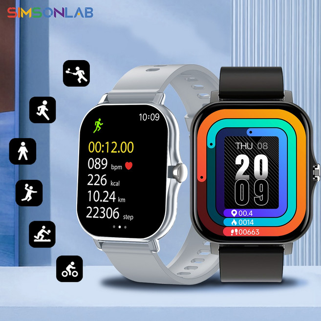 SIMSONLAB H13 MAX 스마트 워치 블루투스 통화 한글지원 1+1 스트랩 가성비 워치, 블랙
