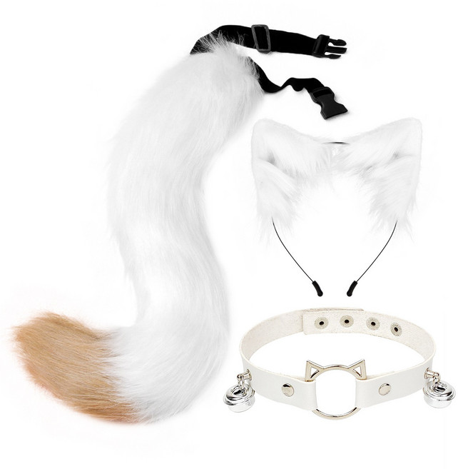 할로윈 여우 코스튬 고양이 귀 머리띠 할로윈 고양이 코스프레 여우 머리띠 꼬리 세트