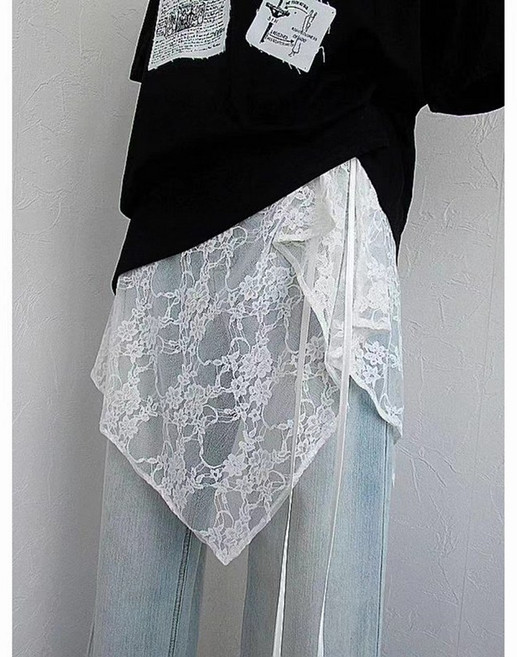 메인워크 여성 레이어드 랩스커트 힙커튼 레이스 패션 패치 엉덩이 가리캐 데일리 기질 패션 루즈핏 이너 레깅스 커버 치마