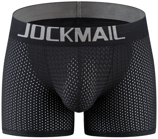 JOCKMAIL 남자 복서 팬티 트렁크 메쉬 통기성 복서 반바지 팬티 3D 바디 셰이퍼 백 더블 이동식 스폰지 패드 팬티 남성용