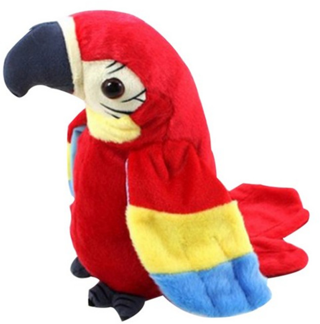 말하는 따라쟁이 앵무새 인형, 24cm, 레드, 1개