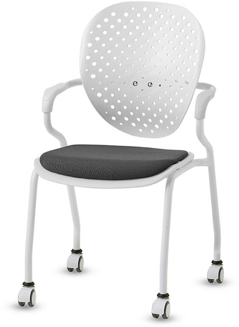 피치트렌디 AF7 회의실 독서실 의자, 4륜 화이트, 블랙