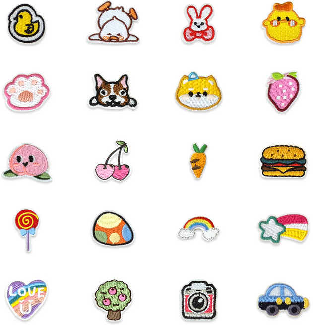 패브릭 전용 열부착 디자인 자수 패치, 1세트, 미니(MN) 20개입