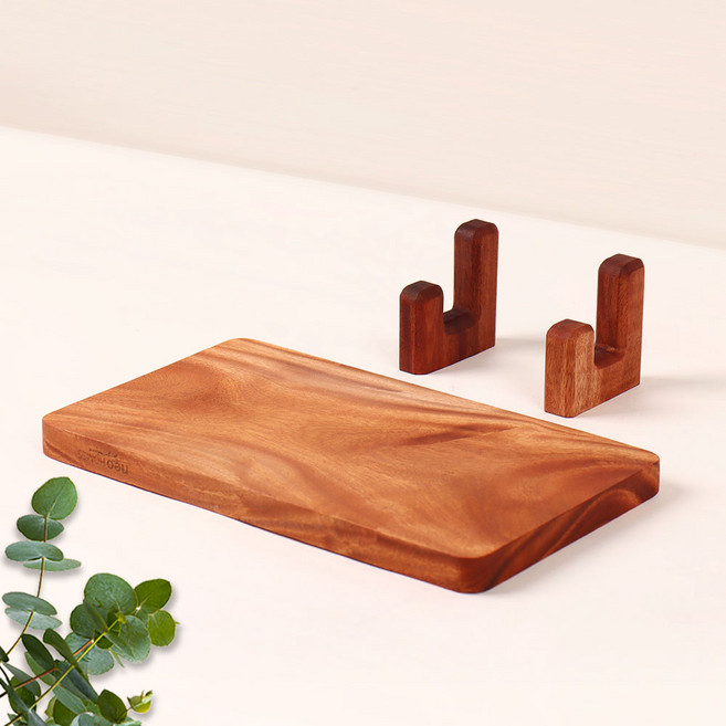 네오홈즈 마호가니 원목 도마 세트, 도마 대+받침대 2p, 1세트