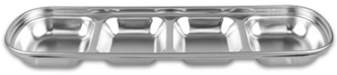 스텐 무광 직초장4칸 SUS304 27종 샤틴 직사각 소스 4구 ds-8609 종지 업소, 1개