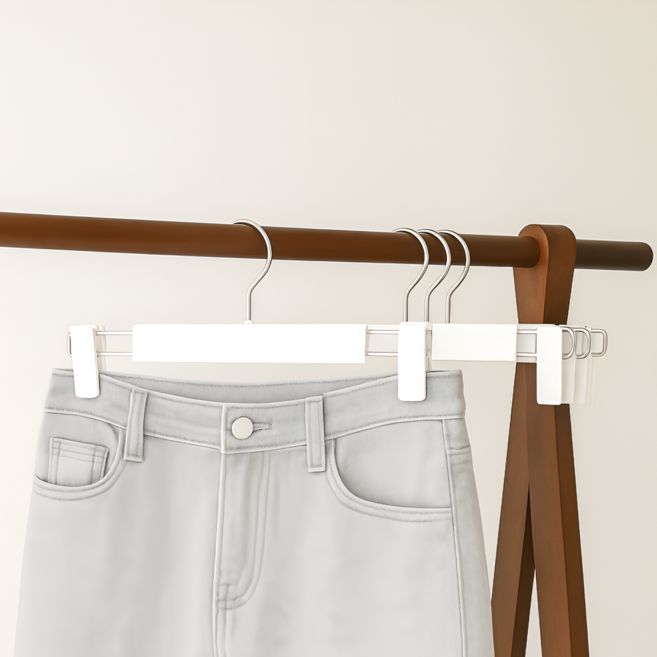 카사비바 프리미엄 논슬립 집게 바지걸이, 10개, 화이트
