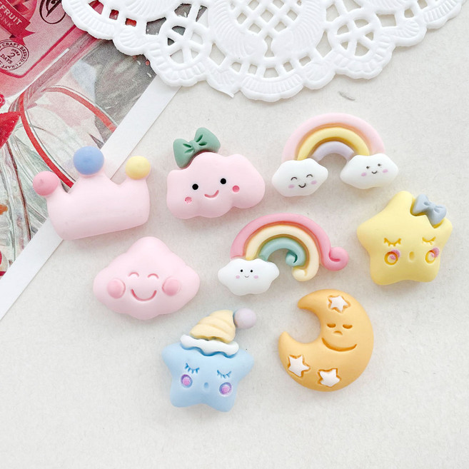 헤세드 DIY) 해달별 레진 데코덴 필통장식 핸드폰장식 파츠(4개), 8디자인전부(32개)