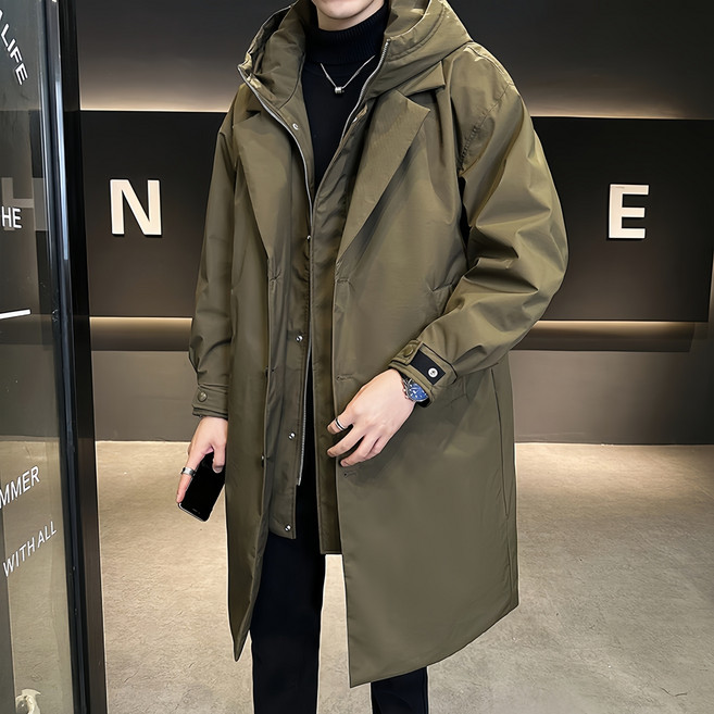 LANBOZHIJIA 男士商務休閒立領加厚保暖長款羽絨服