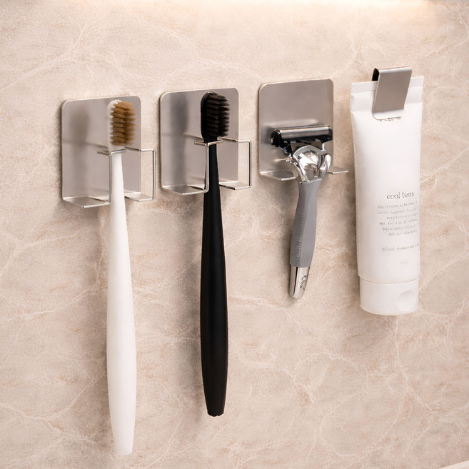 깔끔의정석 스텐 304 무타공 칫솔꽂이 칫솔걸이