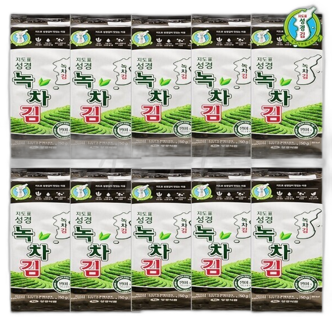 성경김 녹차 조각김, 10개, 50g