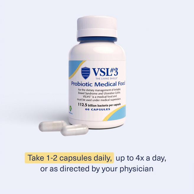 PROBIOTICS VSL#3 브이에스엘샵3 유산균 프로바이오틱스 메디컬 푸드 1125억 2통구매가능, 1개, 60정