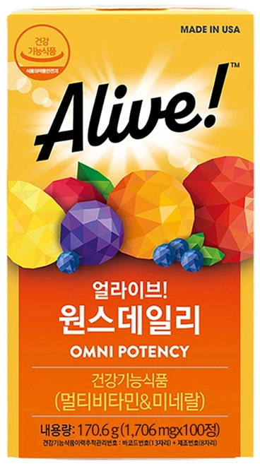 얼라이브 원스 데일리 멀티비타민, 100정, 1개