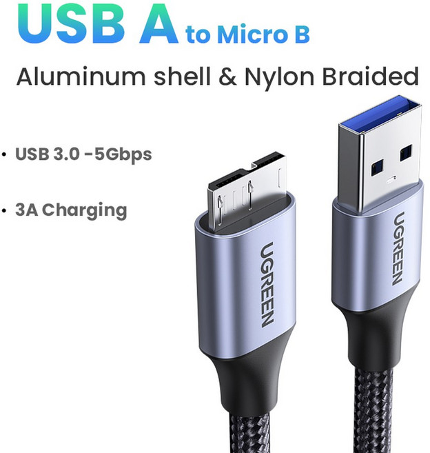 USB TO 케이블 5GBPS 3A 하드 드라이브 디스크 고속 데이터 동기화 코드 HDD SSD 케이스 C타입, CHINA_Metal USB A | 1m, [02] 1m, 02 1m