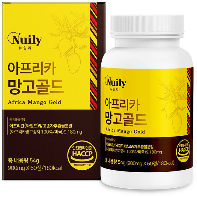 뉴일리 아프리카 망고골드 와일드망고종자추출물분말 9180mg, 1박스, 60정