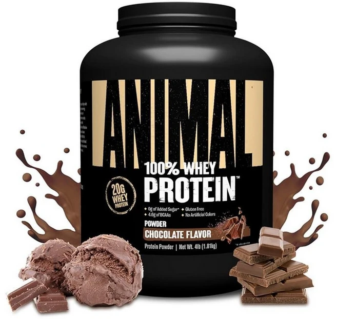 Animal 100% 유청 단백질 파우더 - 운동 전후 또는 회복 언제든지 부스트를 위한 블렌드 저설탕 초콜릿 1.8kg(4파운드) (포장은 다를 수 있음), Chocolate, 1.81kg, 1개 - 쿠팡