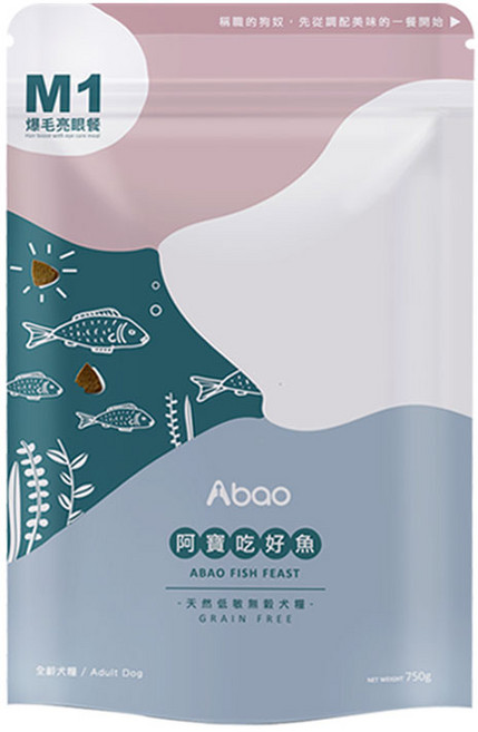 阿寶 Abao M系列寵物拌飯犬糧 狗飼料乾糧 2包組 (1.5公斤), 1個, M1吃好魚2包, 1.5kg, 魚