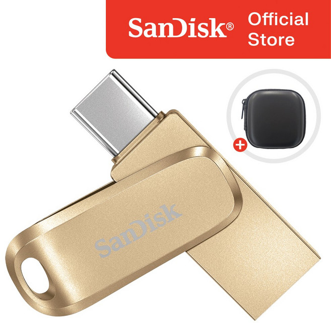 샌디스크 USB 메모리 C타입 OTG USB SDDDC4 + 보관 케이스 패키지, 골드, 256GB, 1개
