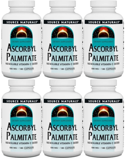 Source Naturals 소스내추럴스 아스코빌 팔미테이트 500mg 캡슐, 6개, 180정, 180정 - 쿠팡