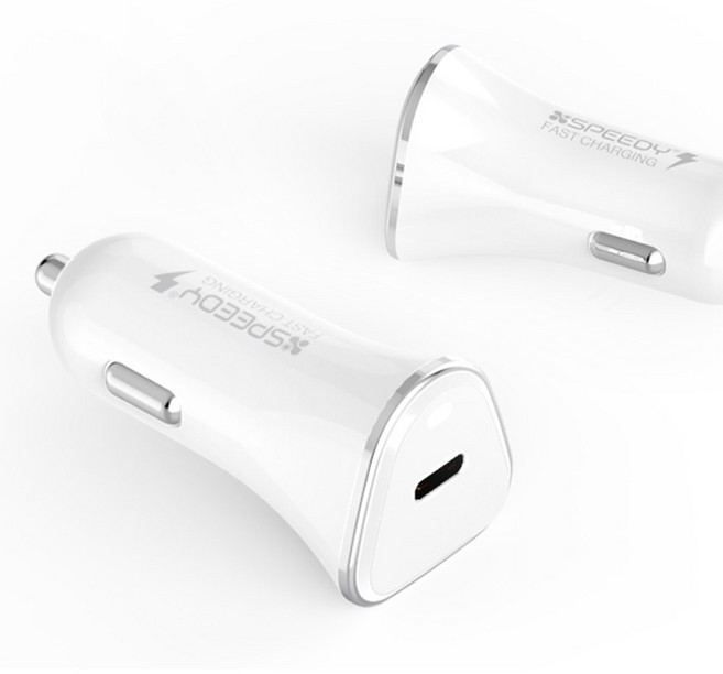 1+1 스피디 PD3.0 (18W) 차량용충전기 케이블미포함 화이트 2개SET PD충전기
