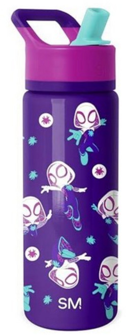 Simple Modern 아동용 Summit 빨대 뚜껑이 있는 물병 | 유아 학교용 532.3ml(18온스) 스테인리스 스틸 텀블러 | 홀치기 염색, Marvel: Spider Gwen