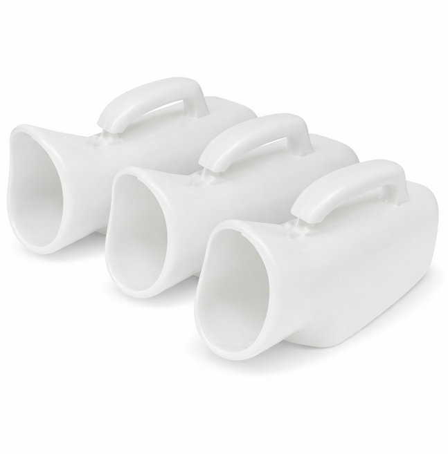 남자 휴대용 소변통 이동식 간이소변기 캠핑 차량 환자용, 3개, 투명